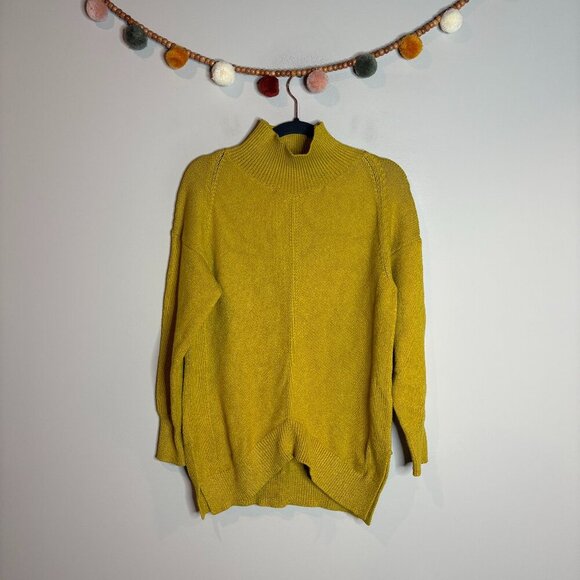 Anthropologie Maeve Crystal mock neck sweater tunic chartreuse - Picture 2 of 6